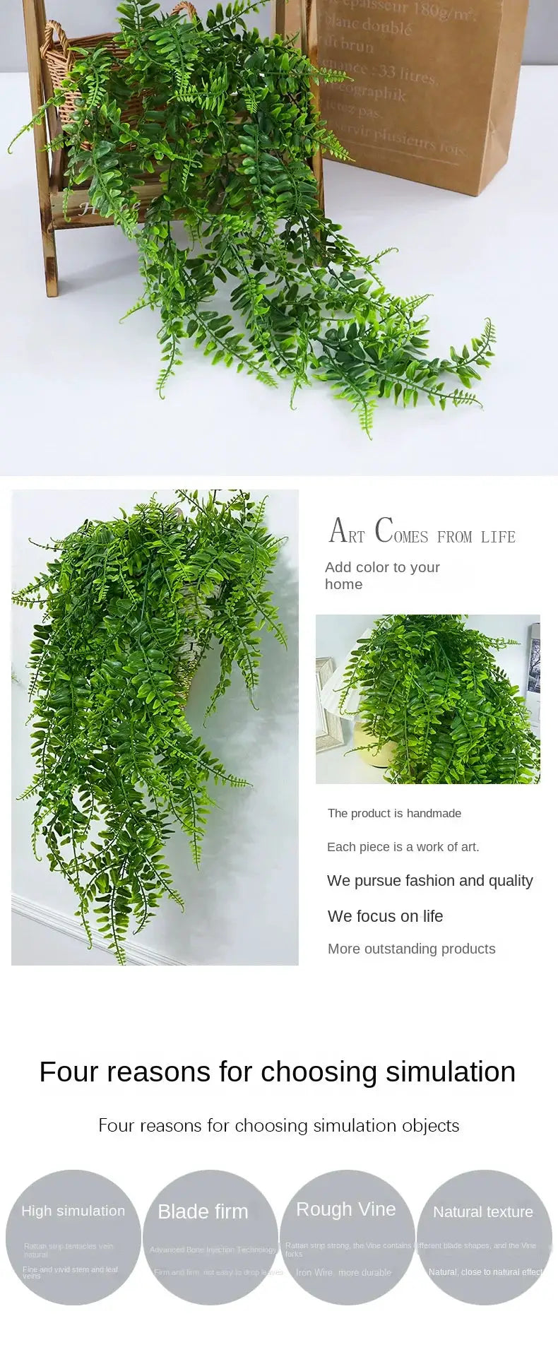 90cm artificial plant vine garland by Simples Market with green plastic leaves