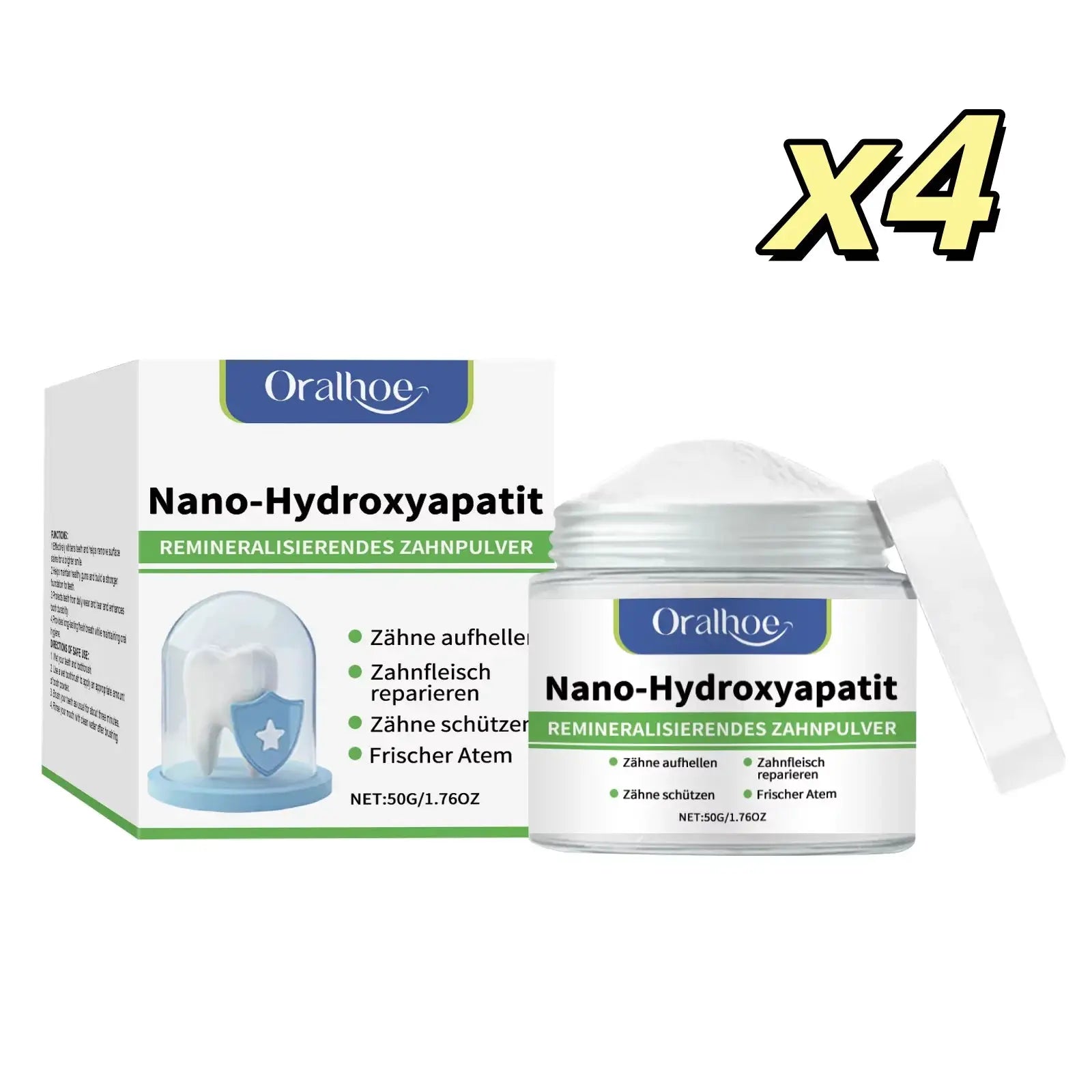 Oralhoe Nano-Hydroxyapatite remineralizing tooth powder x4