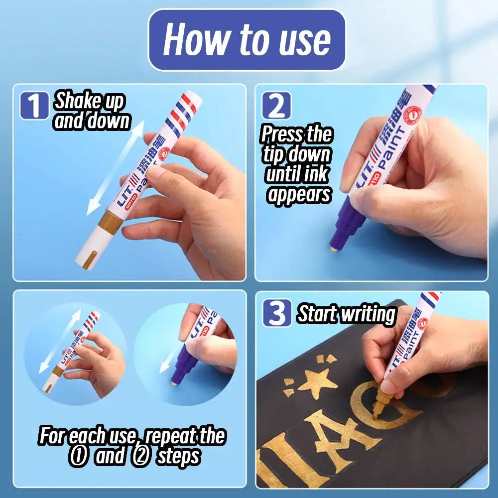 Simples Market 3mm paint marker pens, 10-pack, 8 colors, waterproof permanent markers for rubber, fabric, metal