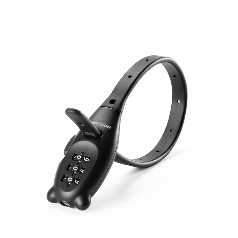 ROCKBROS bicycle lock with combination code, zinc alloy body, black adjustable cable