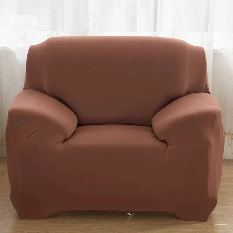 Jacquard polyester armchair cover by Simples Market on a brown 1-seat armchair
