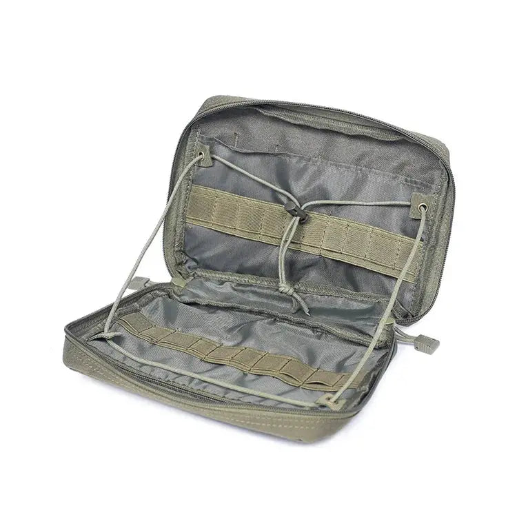 Simples Market MOLLE pouch bag; olive green tactical EMT medical emergency kit with elastic interior straps