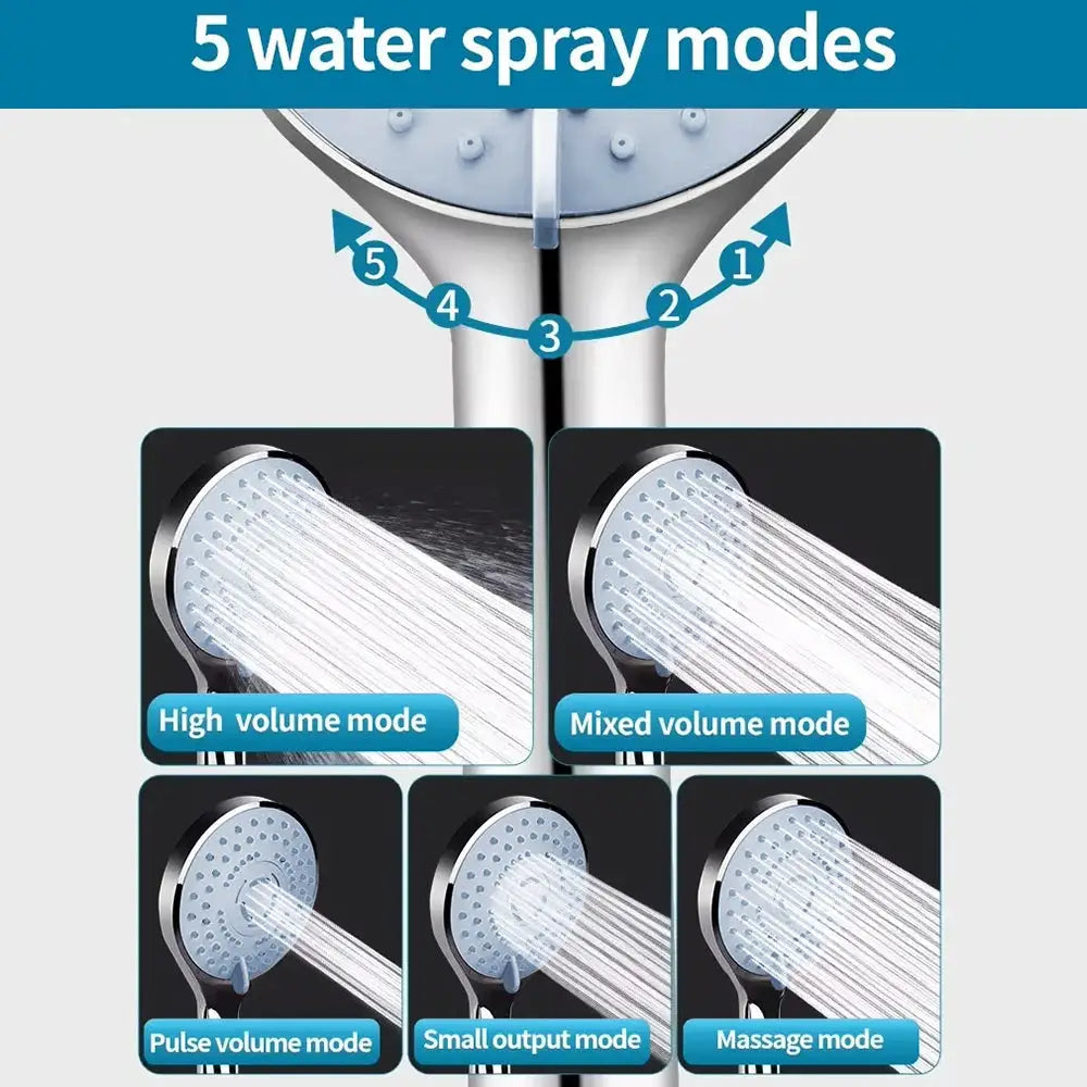 Bathroom hand shower by Simples Market with 5 spray modes, universal adapter, large water output