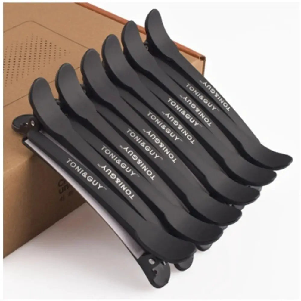 ProHair Salon Alligator Clips 12 Pack Durable Black Plastic Hair Sectioning Clips for Braiding and Styling
