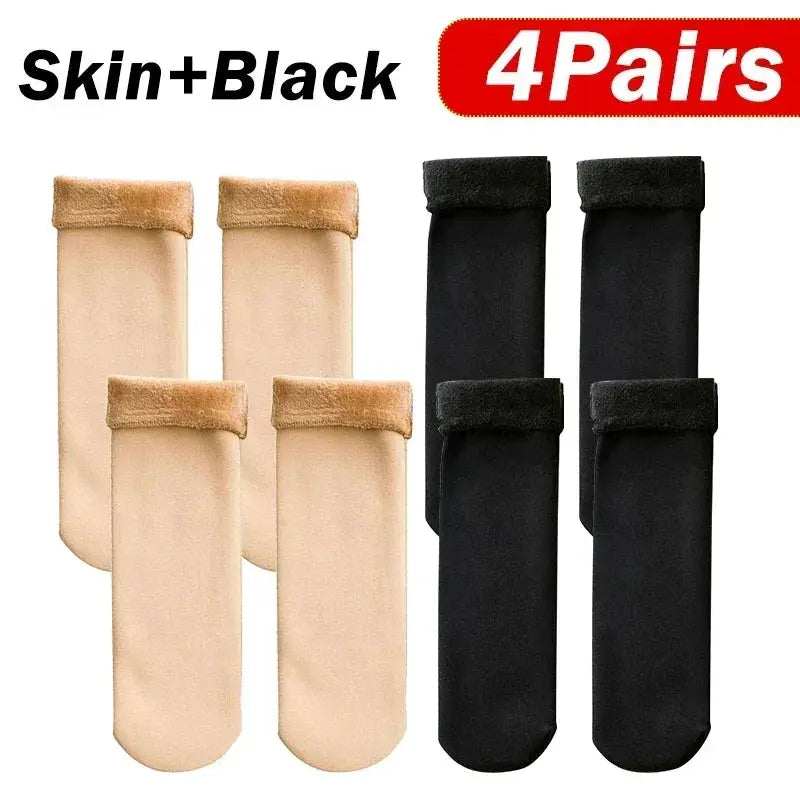 CozyNest Women Winter Thickened Short Socks Velvet Nylon Thermal Breathable Indoor Outdoor Cozy Warmth All Day Comfort