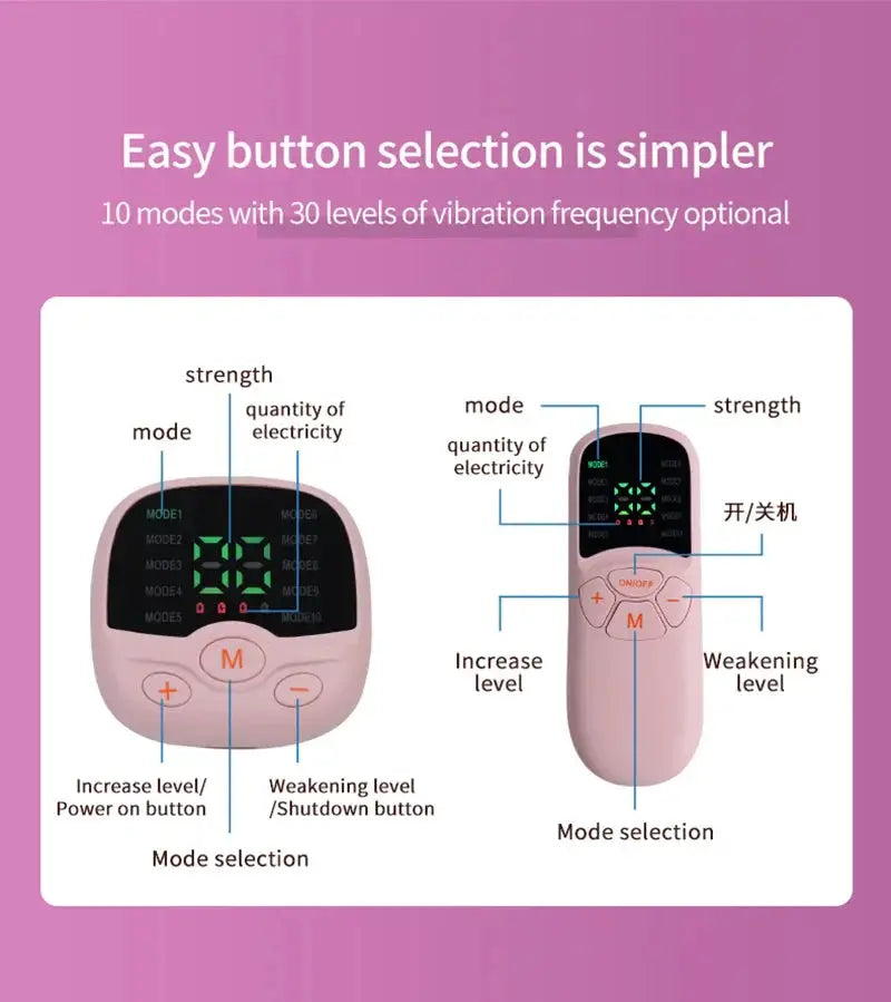 Simples Market pink USB-rechargeable EMS hips trainer butt massager with remote