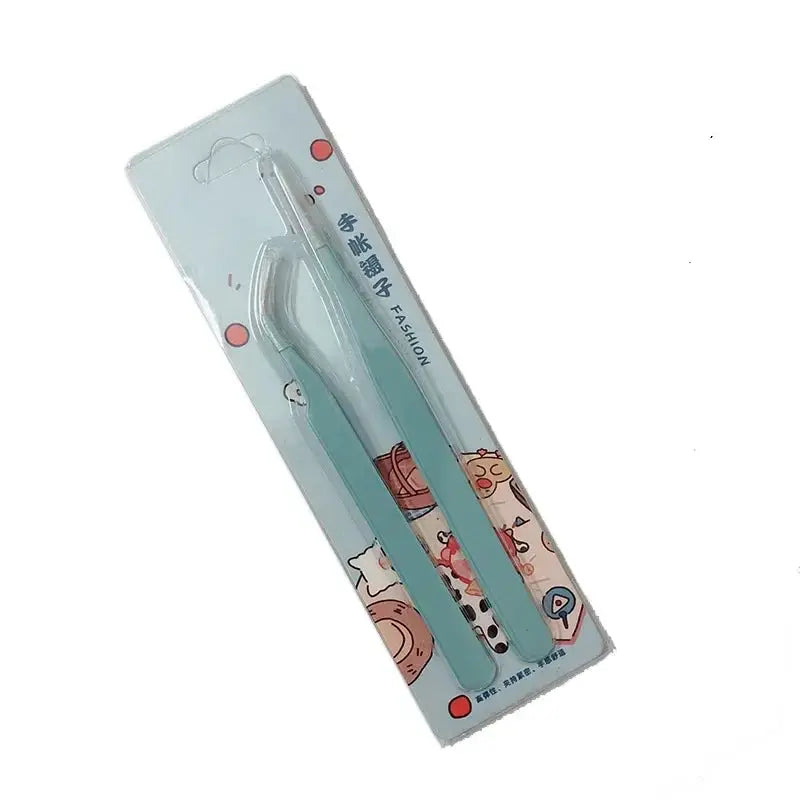 Sharkbang BOBO 2 Piece Stainless Steel Tweezers Set For Scrapbooking Sticker Handling And Washi Tape Crafting