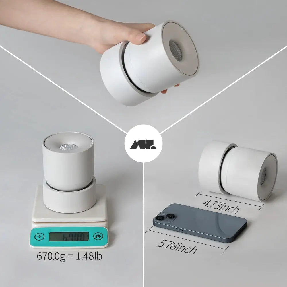 Aisilan LED ceiling spotlight, white cylindrical surface-mounted lamp with 360° rotation, 7W/9W Simples Market