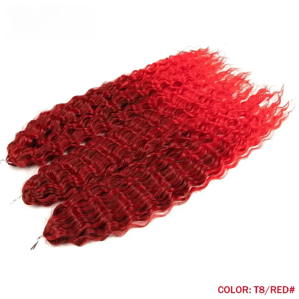 FASHION IDOL crochet hair extensions, 3 red ombre 22-inch Ariel curl bundles