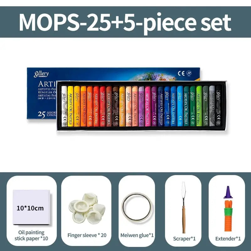 MUNGYO oil pastel set 25+5-piece in blue Gallery box; 25 colors with accessories