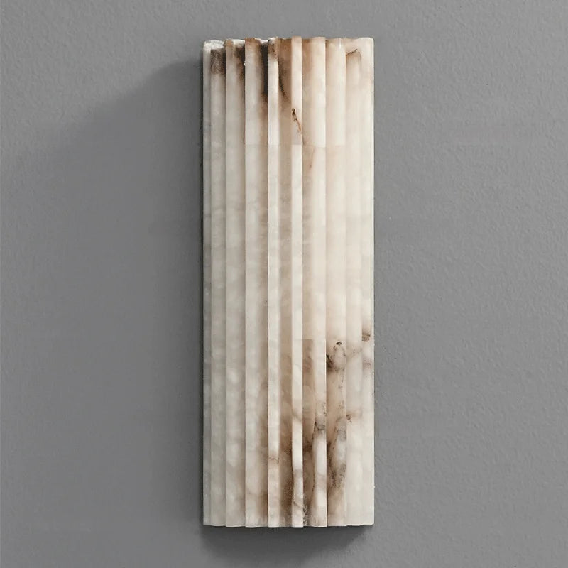 Marble wall lamp by Simples Market, modern minimalist vertical grooved bedside sconce