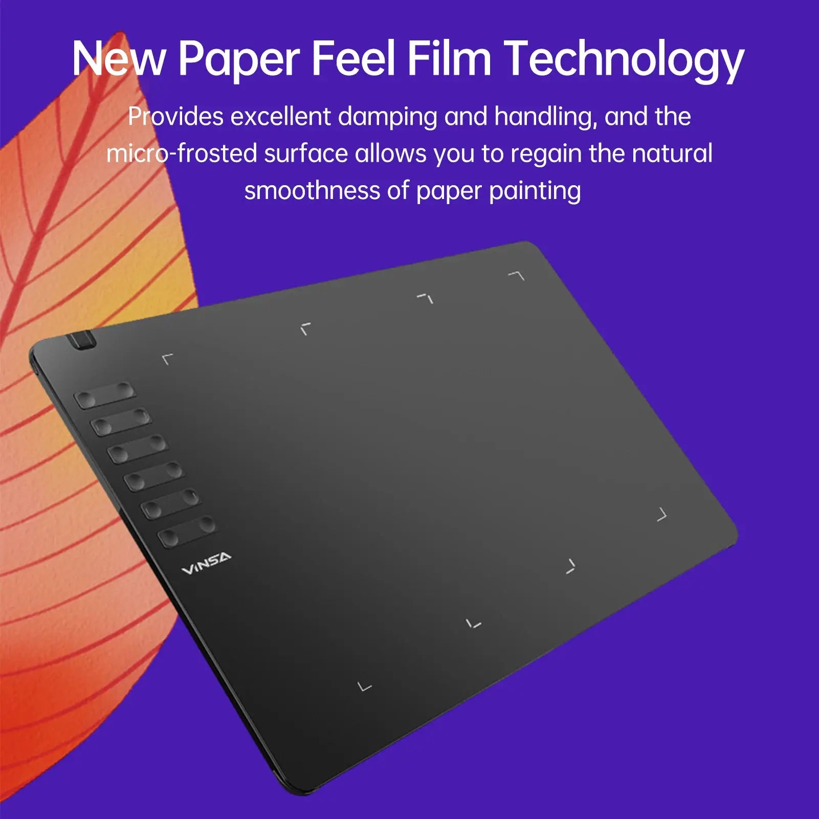 VINSA T1161 graphics drawing tablet, ultra-thin black pad with multiple shortcut buttons