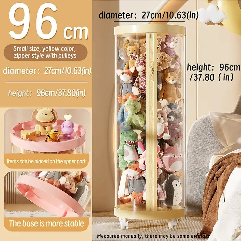 Transparent Doll Storage Box For Plush Toys And Dolls DIY Zipper Tube Organizer Christmas Gift For Kids