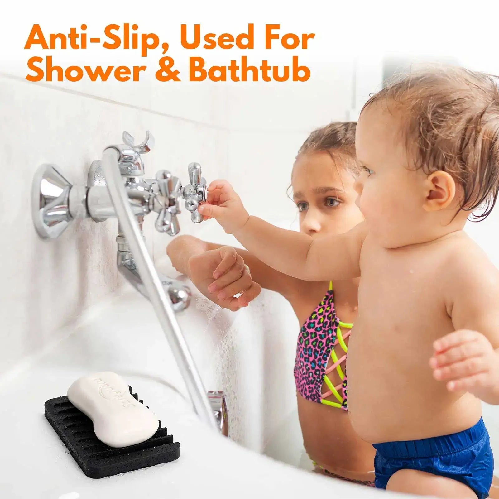 Simples Market silicone draining soap holder, black anti-slip soap dish for kitchen or bathroom counter.