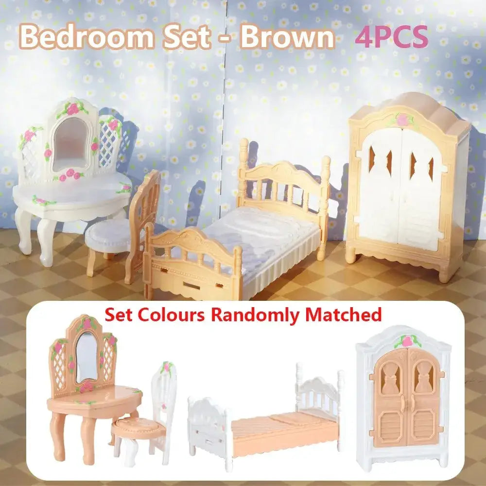 Kawaii Pink 10 Piece Miniature Dollhouse Furniture And Kitchen Accessories Set For Girls And Collectors