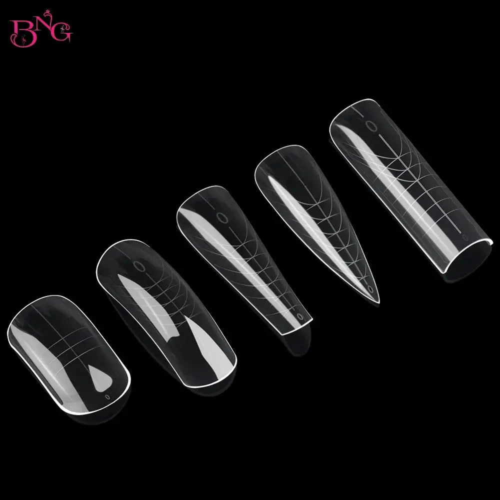 Wide Size Dual Form Nail Molds For Quick Build UV Gel Extensions Square Coffin Almond Shapes