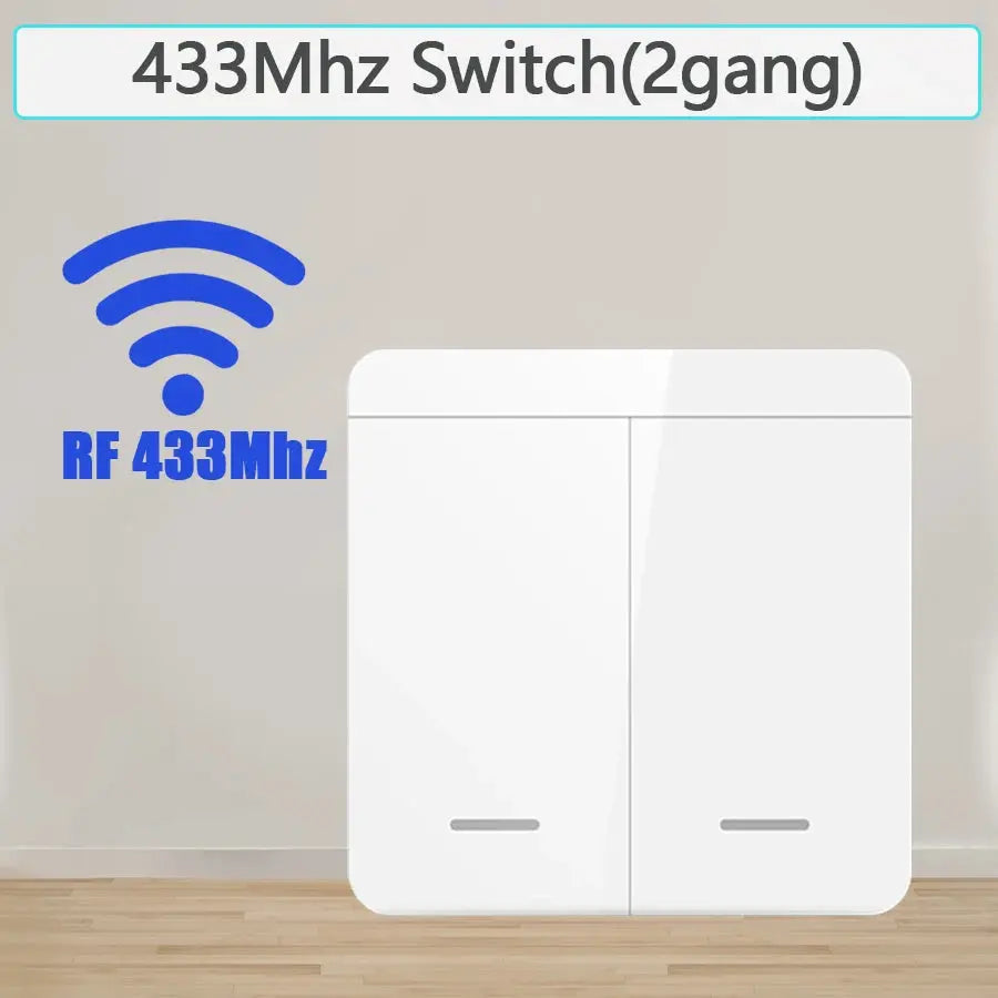 Wireless RF433 2-gang wall switch, Simples Market, white, 10A, 110–220V