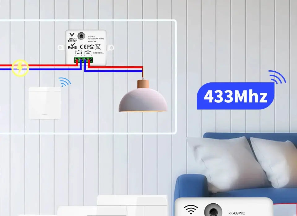Wireless RF433 switch module by Simples Market for 1/2/3 gang wall lighting