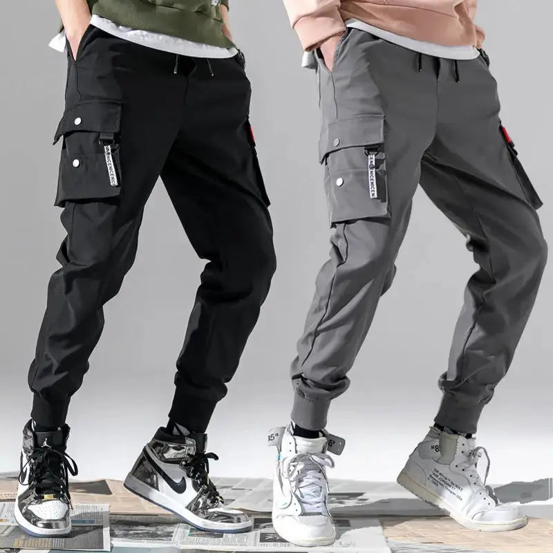 Men Cargo Tactical Pants With Durable Polyester Fabric Multi Pockets For Work Hiking Training Elastic Waist