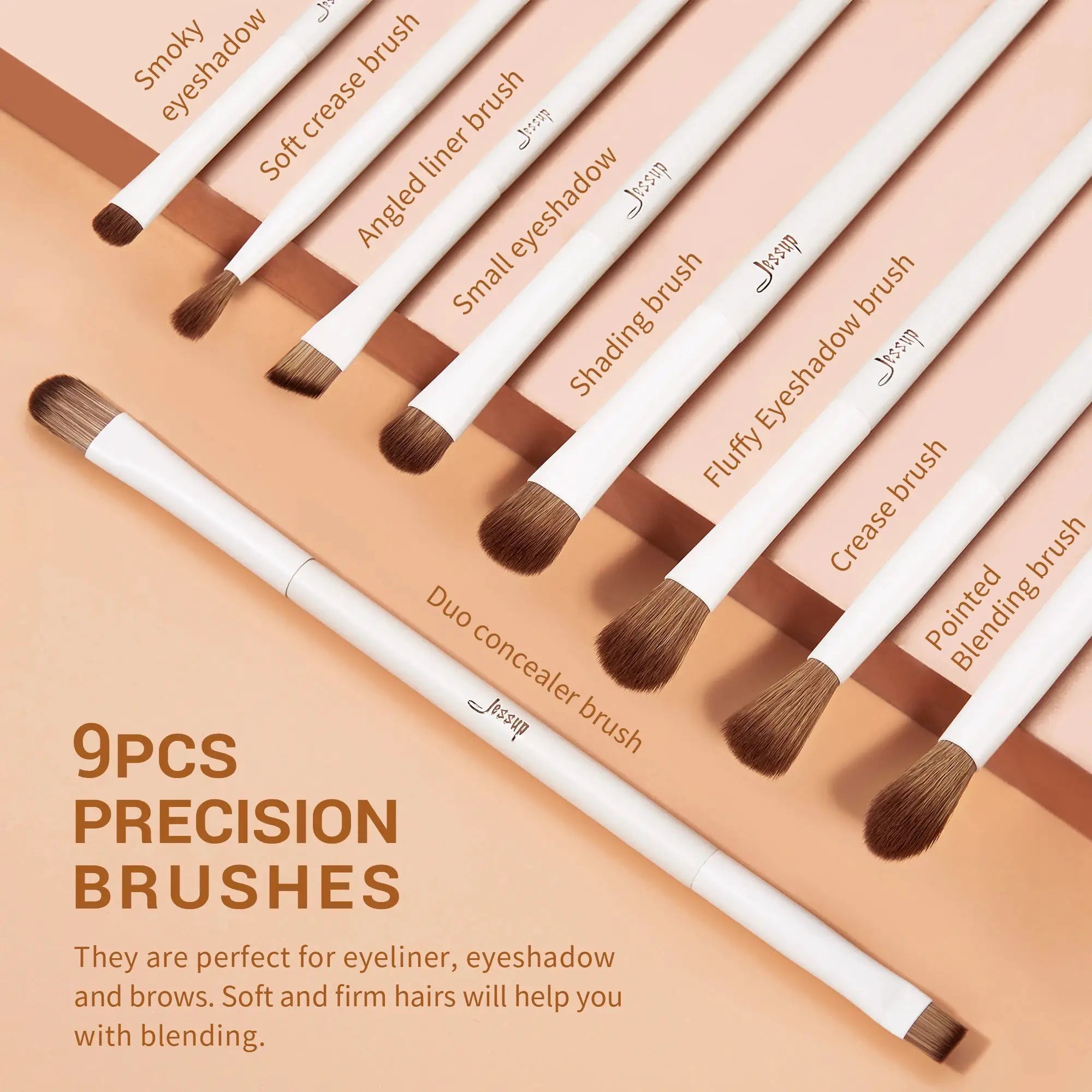 Jessup 14 Piece Synthetic Makeup Brush Set For Face And Eye Kit Flawless Professional Results