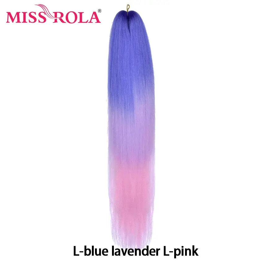 Miss Rola synthetic 30-inch kanekalon braid hair extension with blue to pink gradient, pre-stretched jumbo