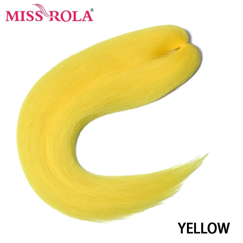Miss Rola synthetic 30-inch Kanekalon hair braid, yellow, yaki straight, pre-stretched extension