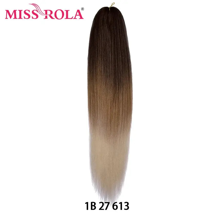 Miss Rola 30-inch synthetic Kanekalon hair braid, yaki straight, pre-stretched, dark brown to blonde ombre