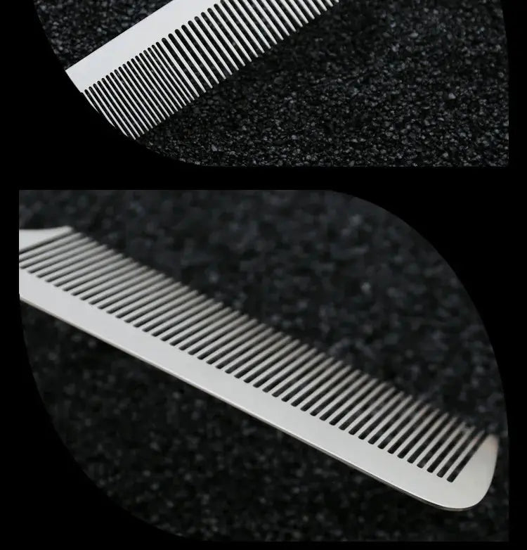 Brainbow titanium steel comb for professional salons; anti-static, ultra-thin barber hair tool.