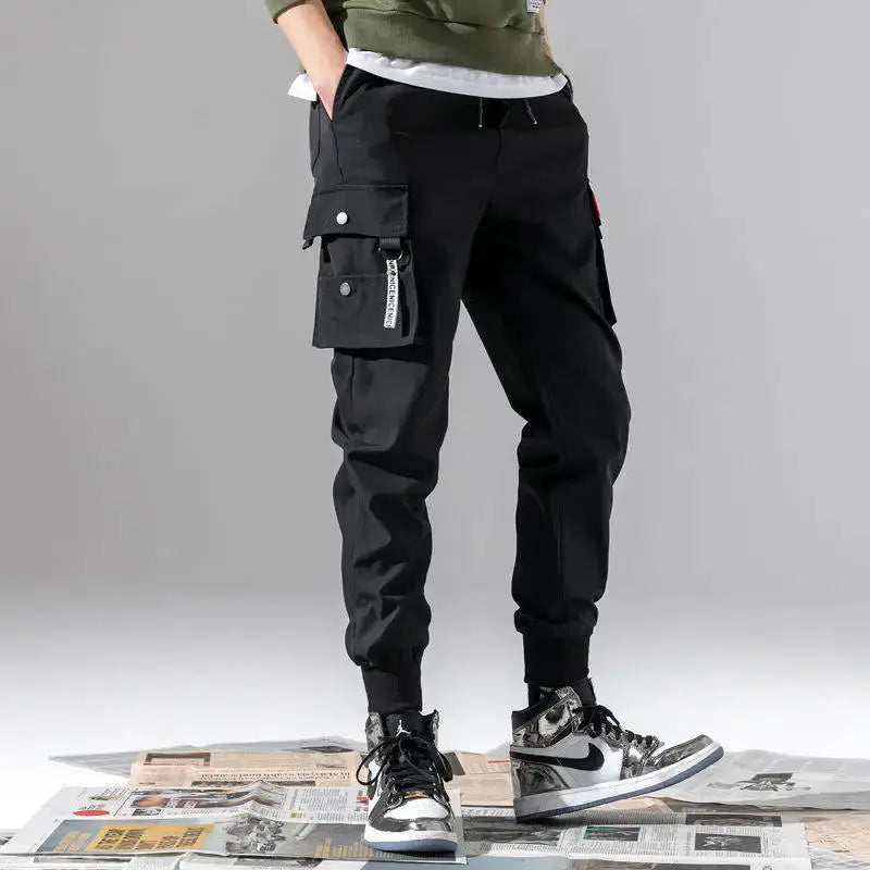 Men Cargo Tactical Pants With Durable Polyester Fabric Multi Pockets For Work Hiking Training Elastic Waist