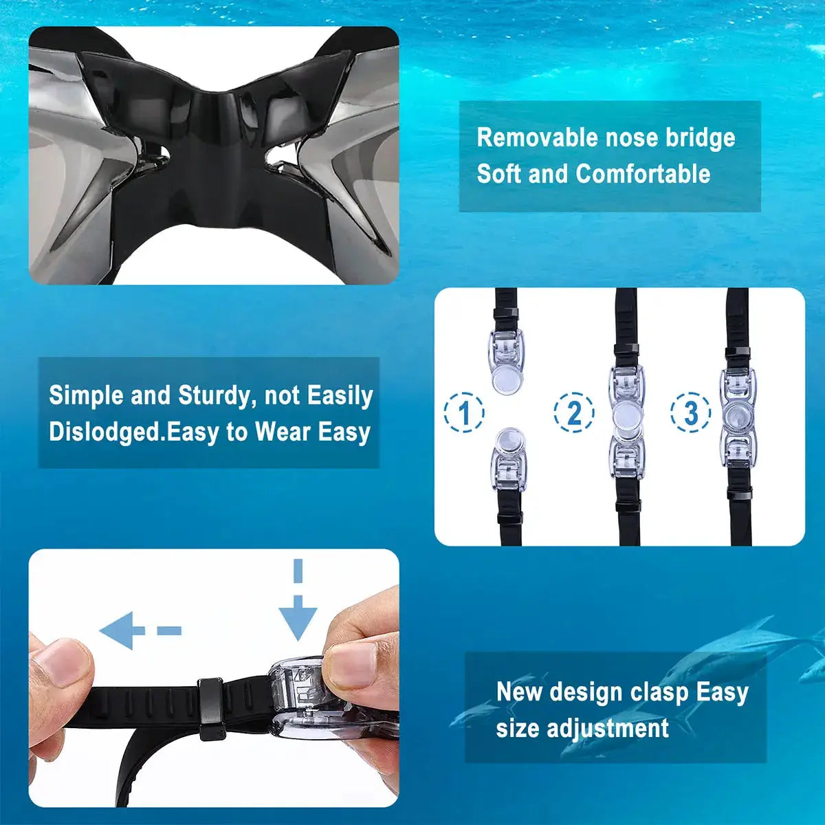 JSJM New Professional Anti Fog UV Protection Swimming Goggles For Adults Men Women Waterproof Adjustable Silicone Lens