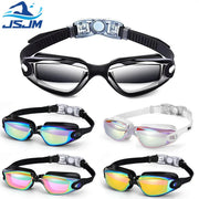 JSJM New Professional Anti Fog UV Protection Swimming Goggles For Adults Men Women Waterproof Adjustable Silicone Lens