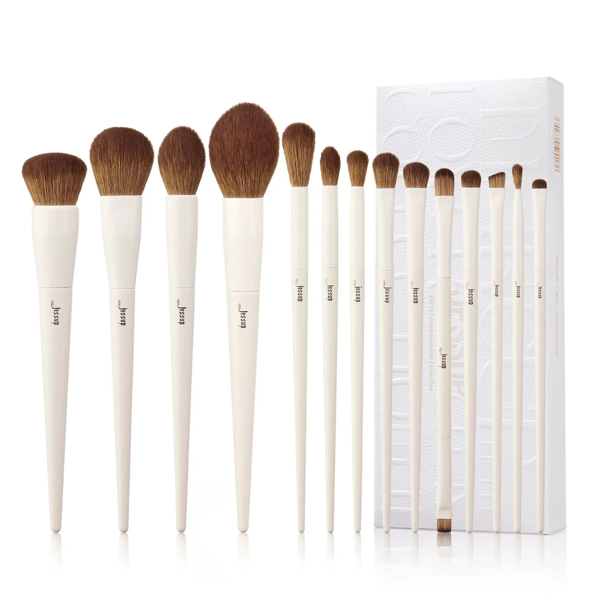 Jessup 14 Piece Synthetic Makeup Brush Set For Face And Eye Kit Flawless Professional Results