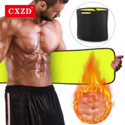 Sauna waist trainer belt by CXZD in neon yellow with black trim for men