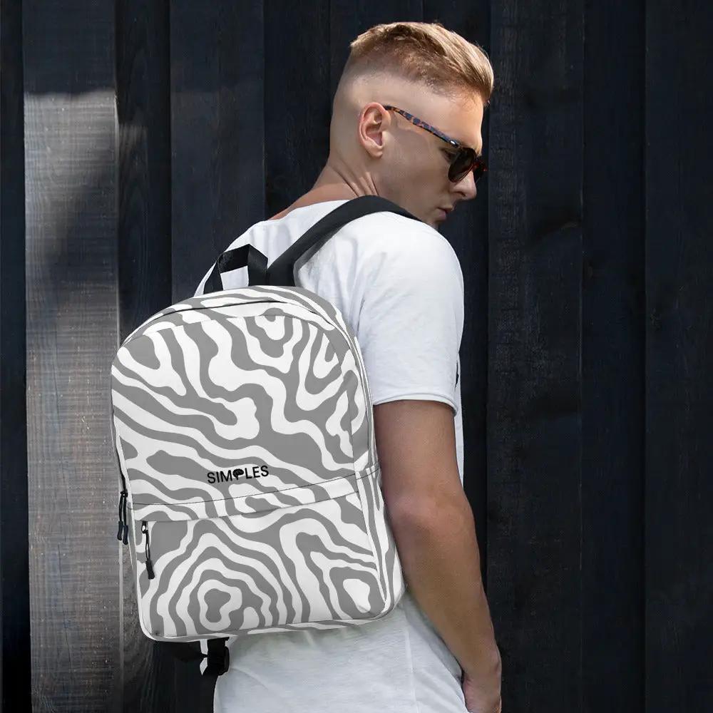Backpack with gray zebra-print pattern by Simples Market