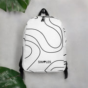 Minimalist Backpack white with black curved line pattern by Simples Market