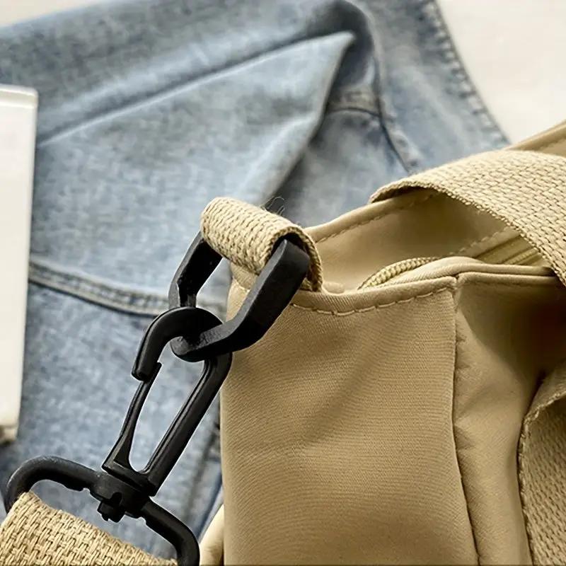 Simples Market large-capacity nylon crossbody bag in beige with removable strap and black hardware