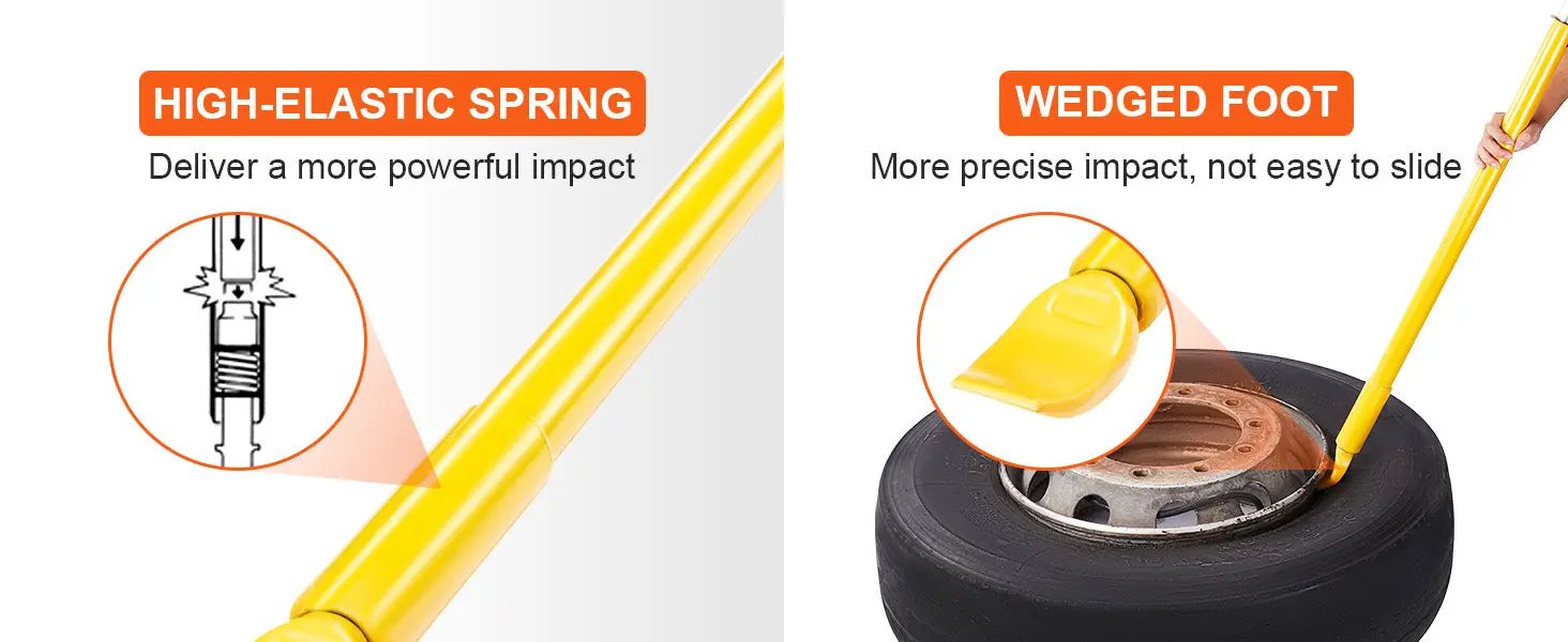 SucceBuy Tire Bead Breaker Slide Hammer by Simples Market, yellow steel tool with wedge foot.
