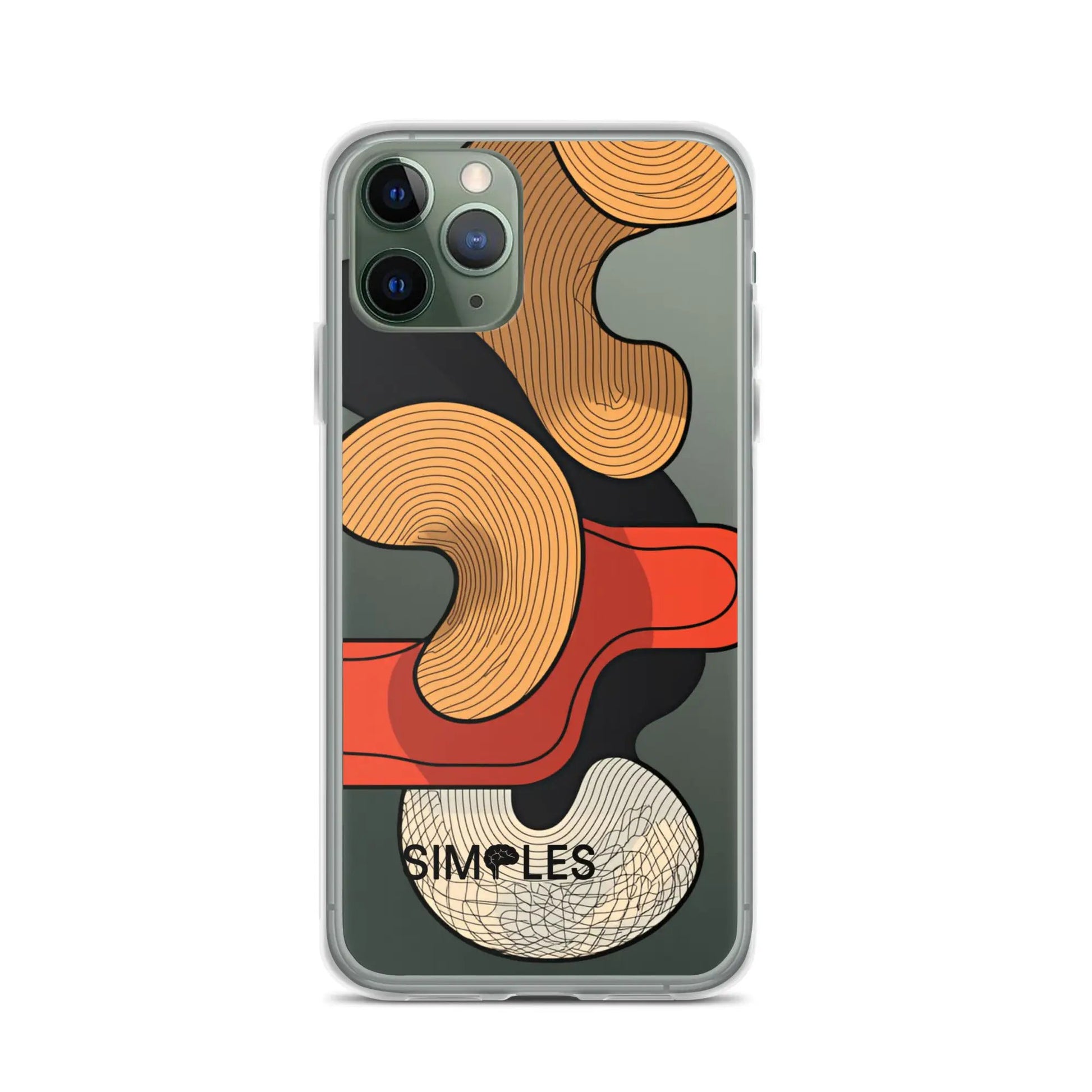 Clear Case for iPhone by Simples Market; transparent bumper around a green iPhone.