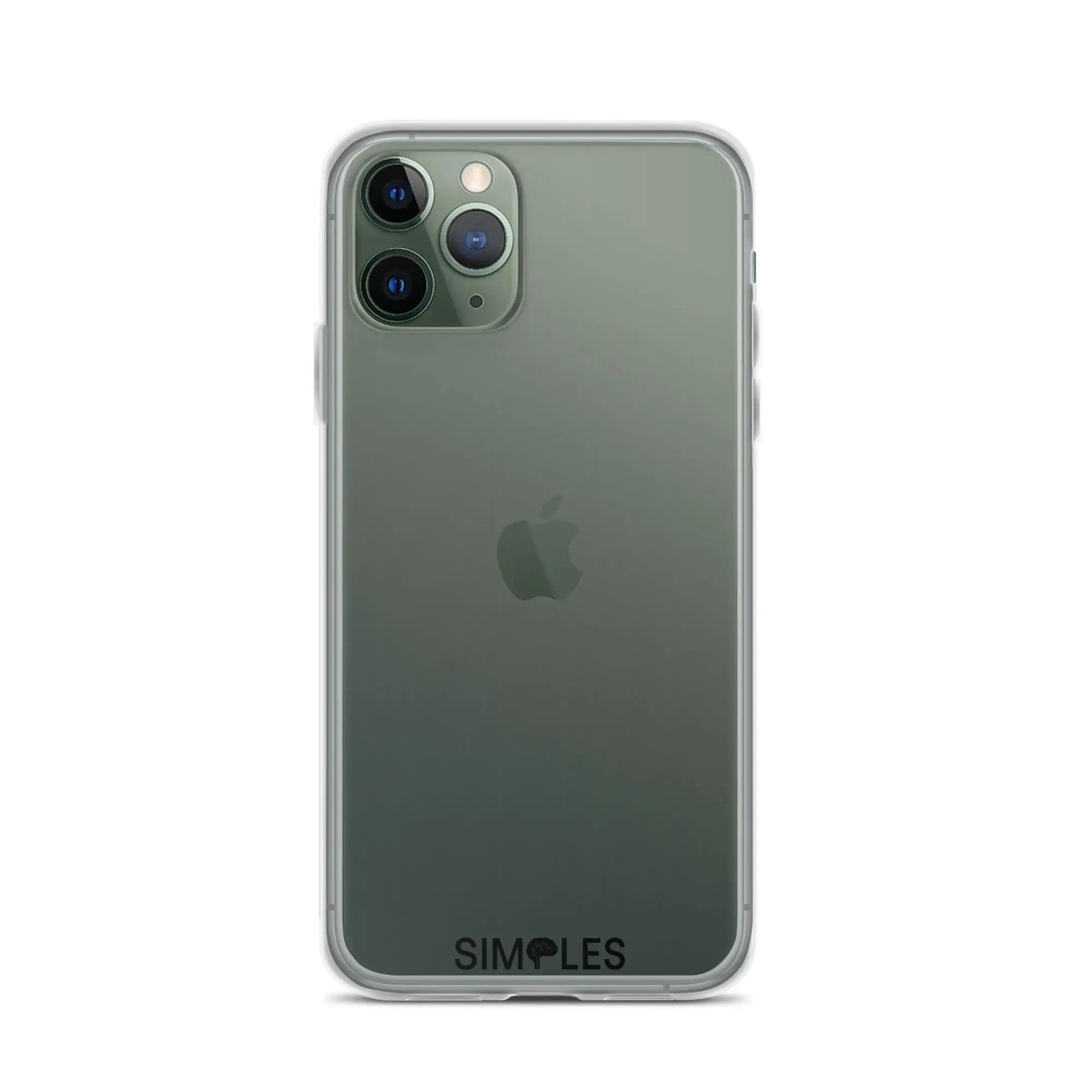 Clear case for iPhone by Simples Market; transparent bumper with visible Simples logo.