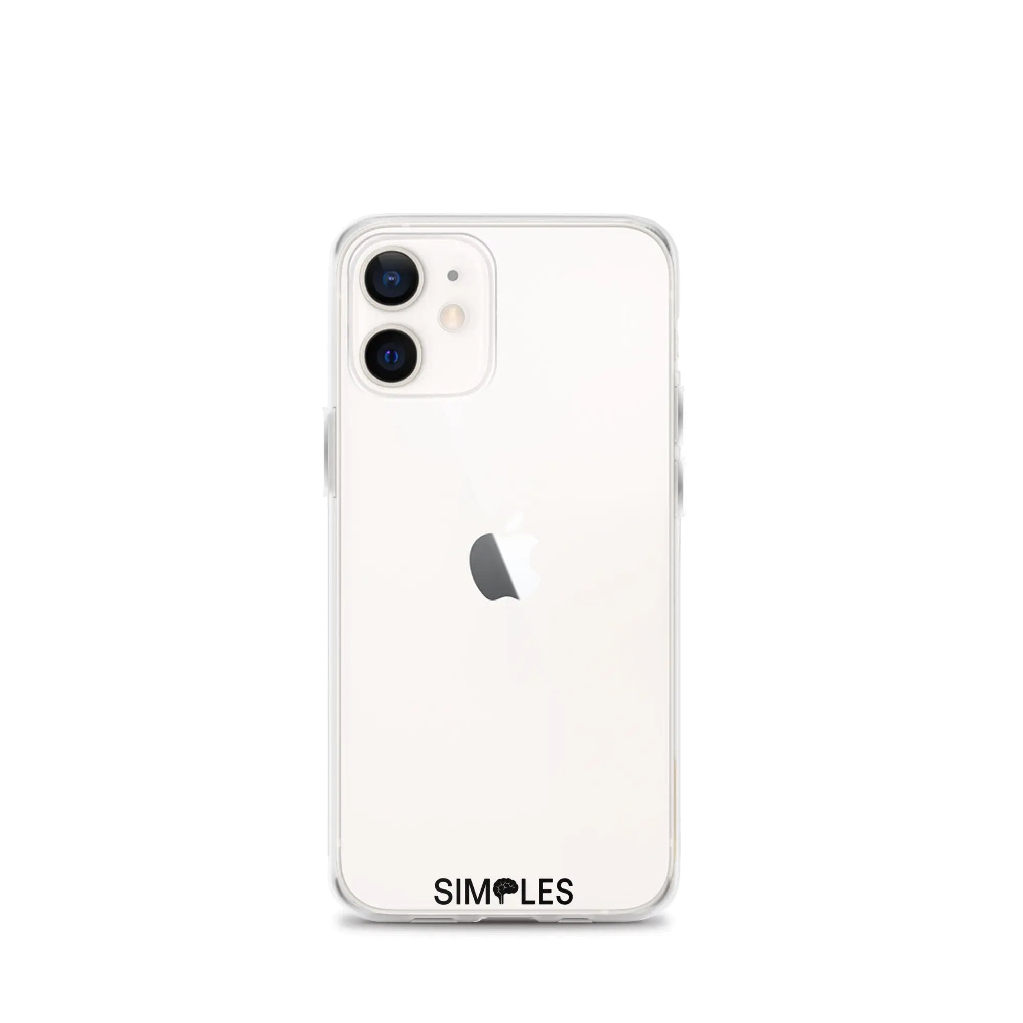 Clear iPhone case by Simples Market; transparent back with visible branding