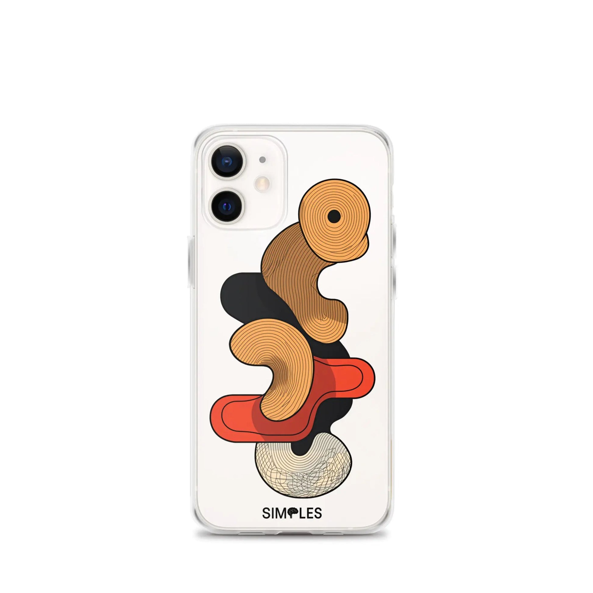 Clear iPhone case by Simples Market with orange swirl design on back