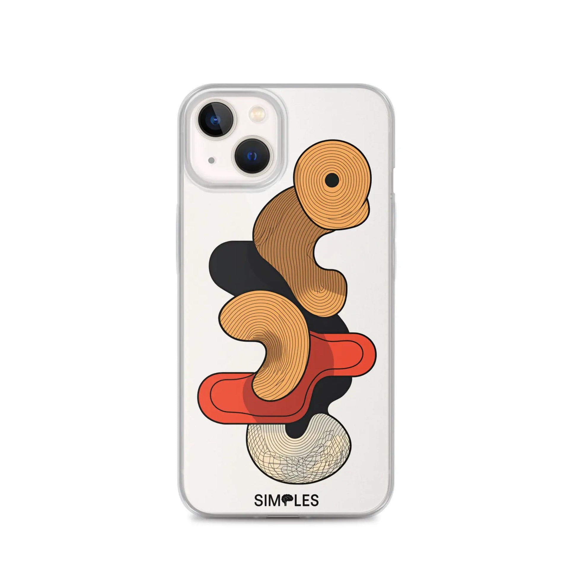 Clear Case for iPhone by Simples Market with transparent back and orange swirl pattern.