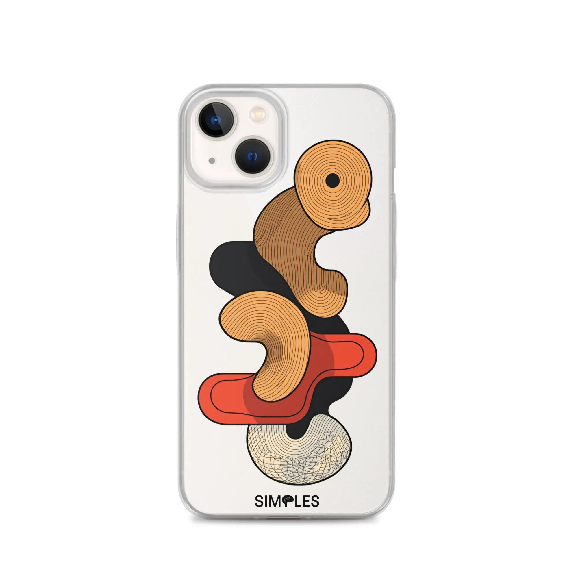 Clear Case for iPhone by Simples Market with transparent back and orange swirl pattern.
