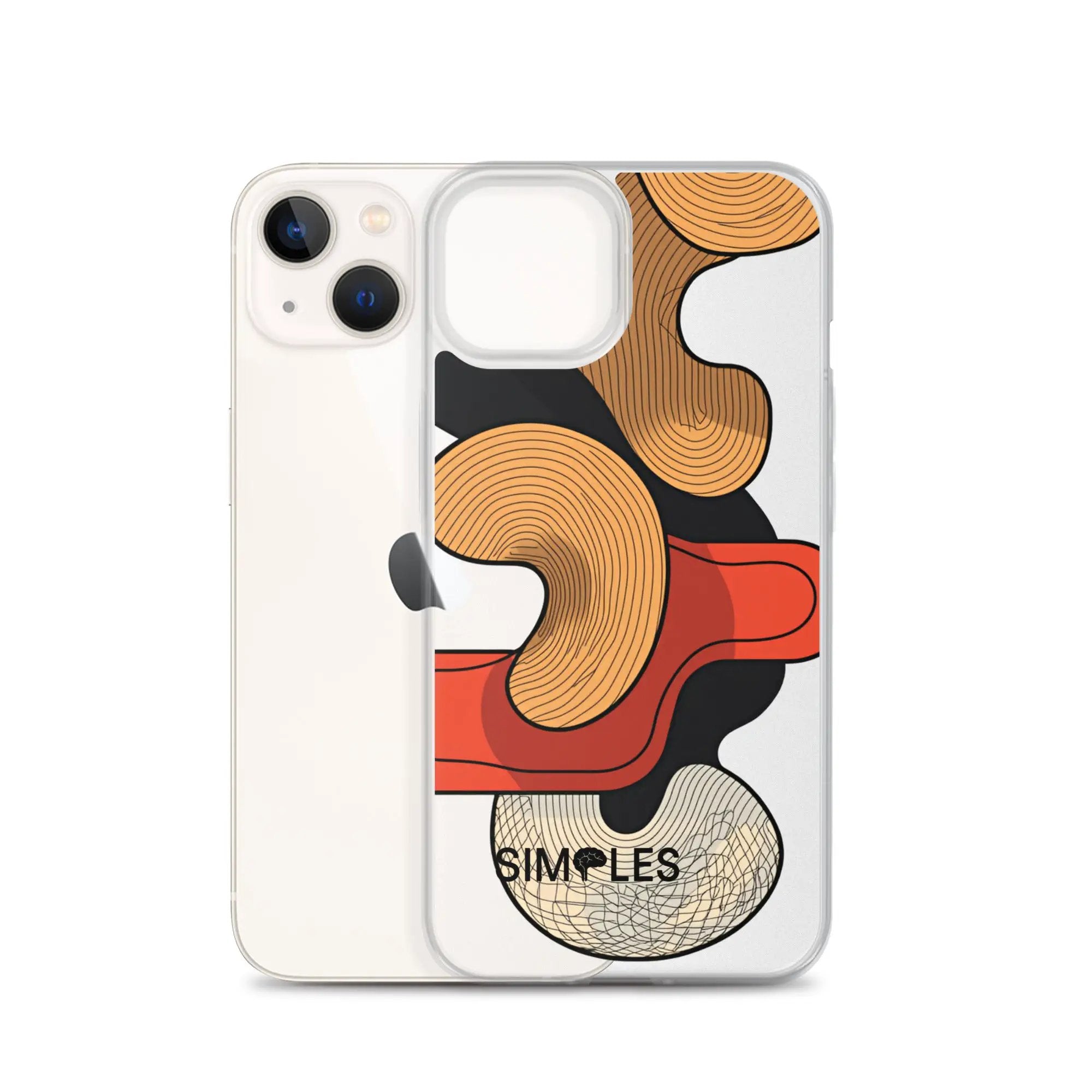 Clear Case for iPhone, two-pack by Simples Market; one transparent case and one with bold abstract art.