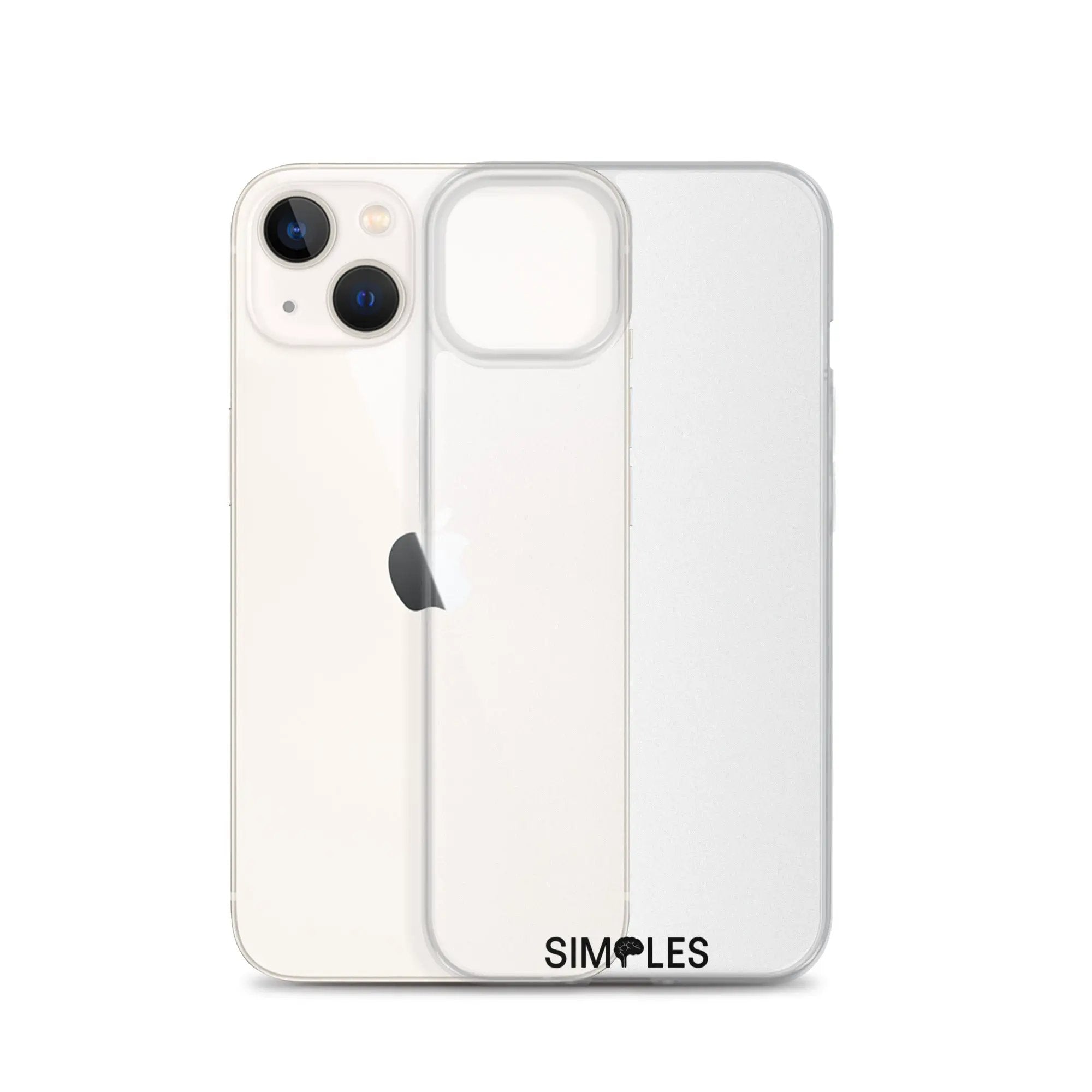 Clear case for iPhone by Simples Market; two transparent cases shown.