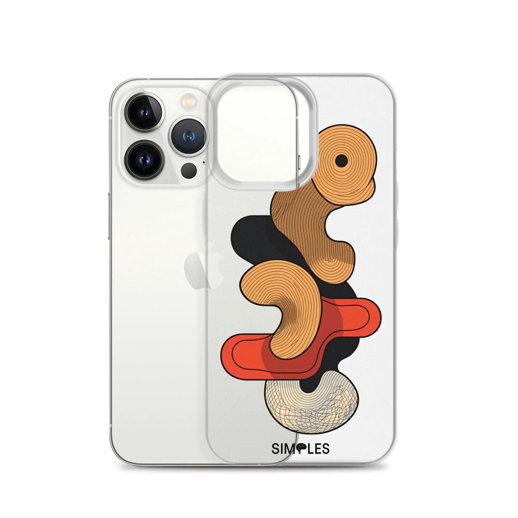 Clear iPhone case by Simples Market; transparent case shown on 3 iPhones with SIMPLES logo