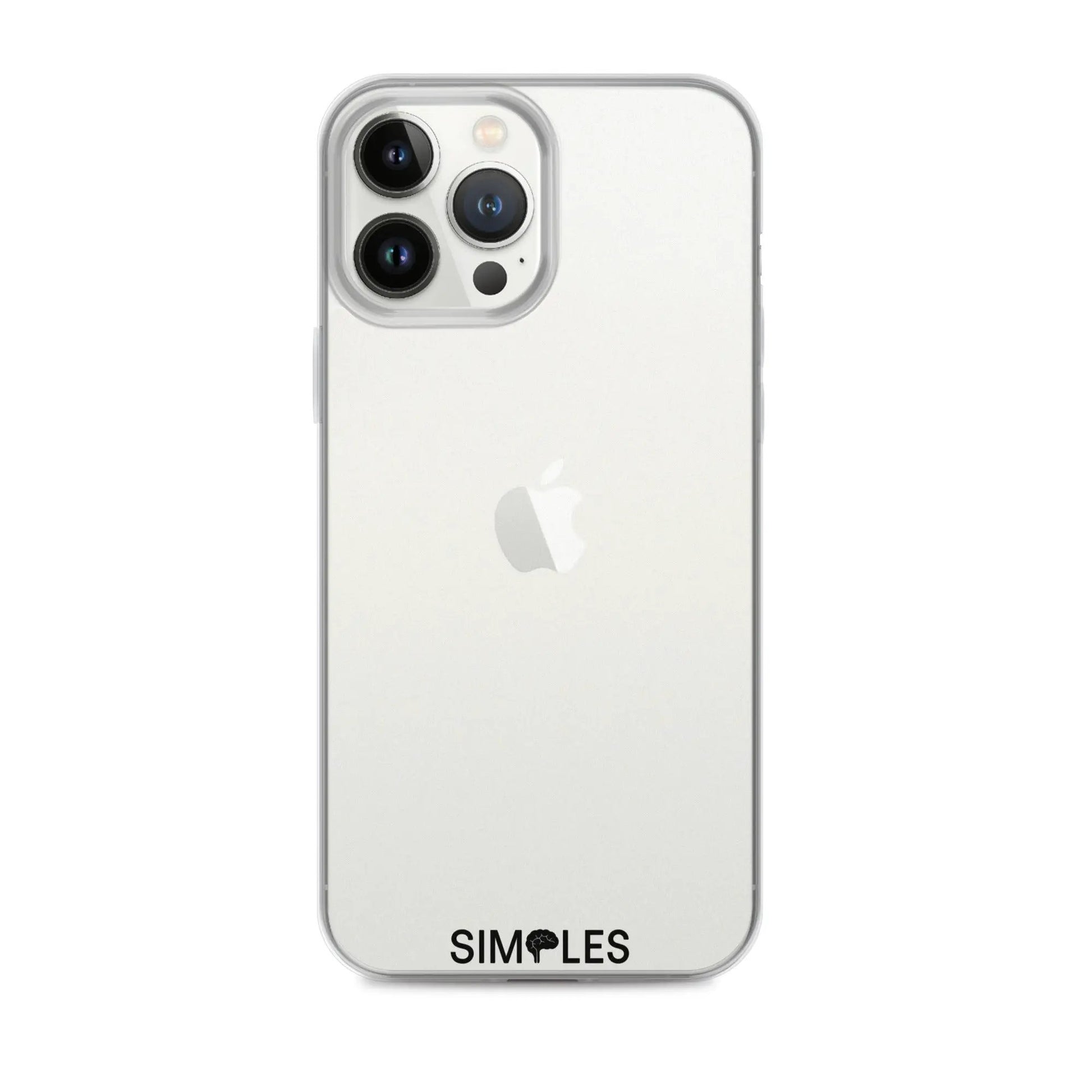 Clear case for iPhone by Simples Market, transparent protective shell on a silver iPhone