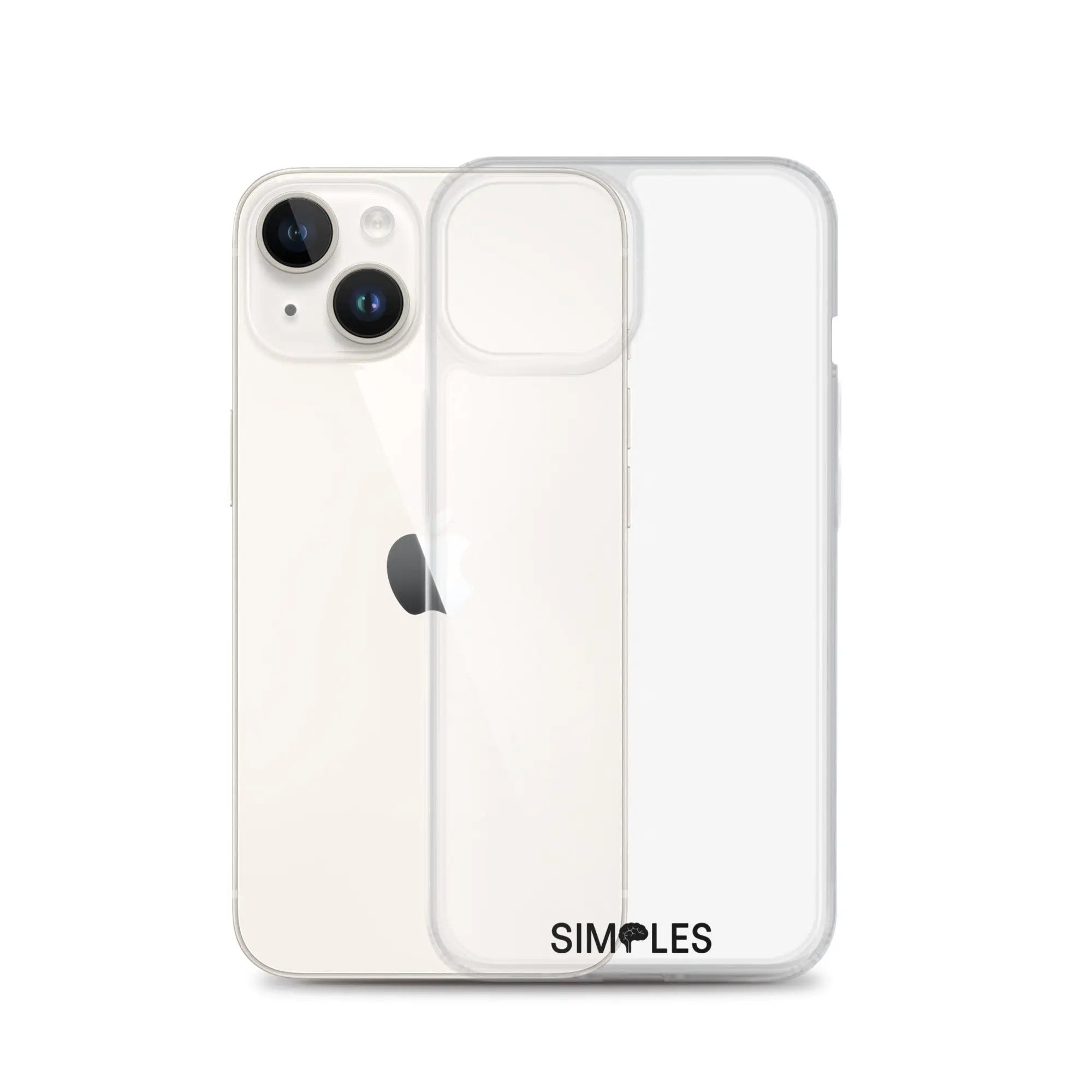 Two clear iPhone cases by Simples Market; transparent protective shells.