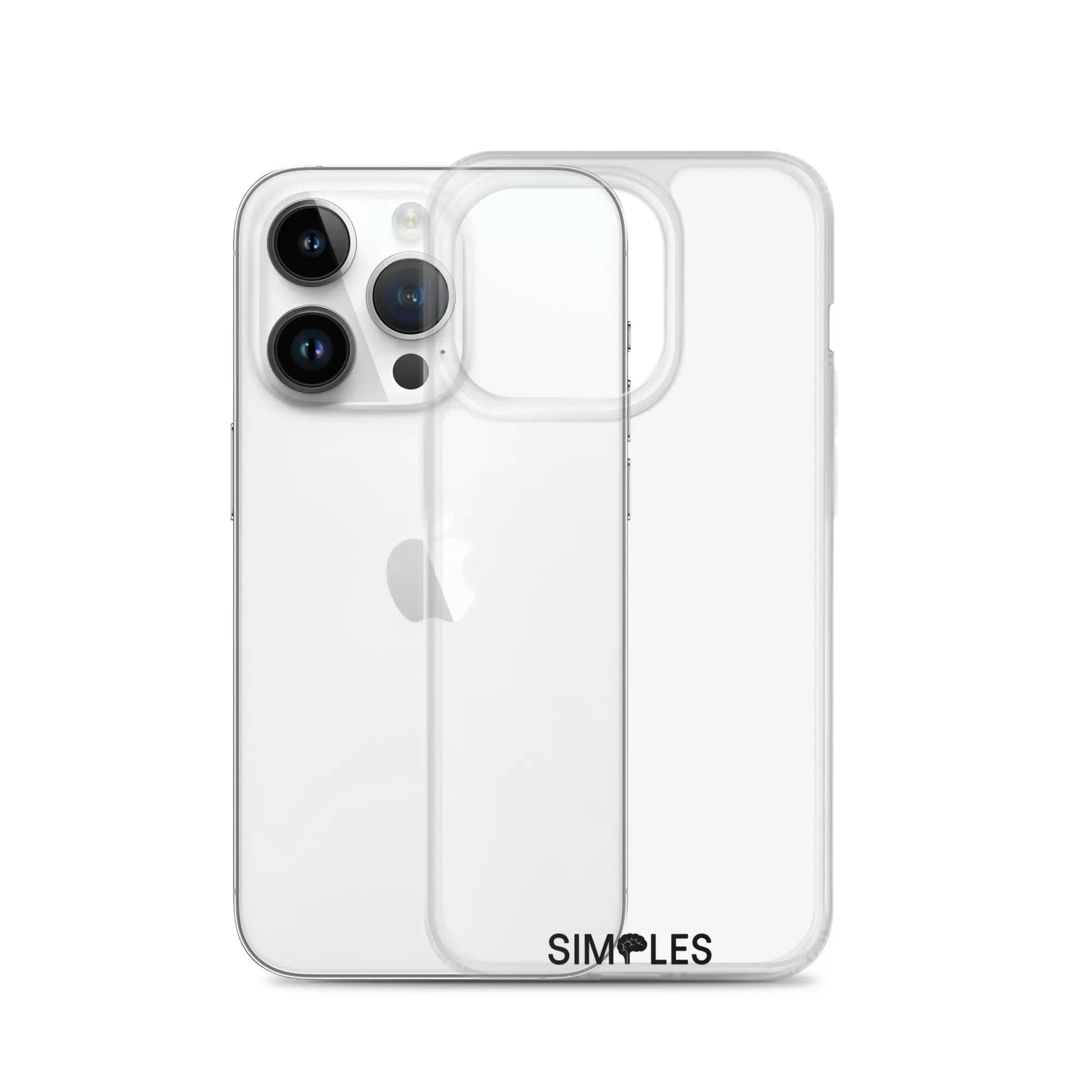 Clear case for iPhone by Simples Market; transparent protective shell with camera cutouts (two shown).