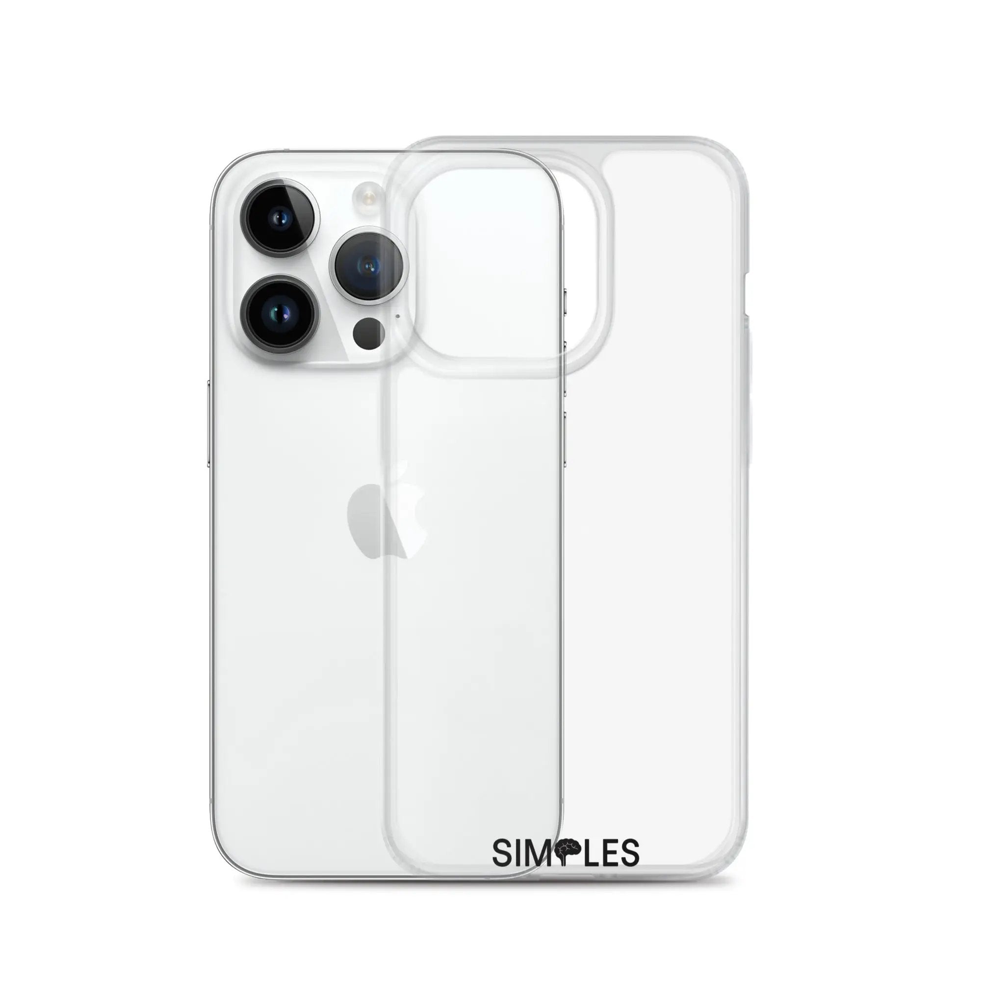 Clear case for iPhone by Simples Market; transparent protective shell with camera cutouts (two shown).